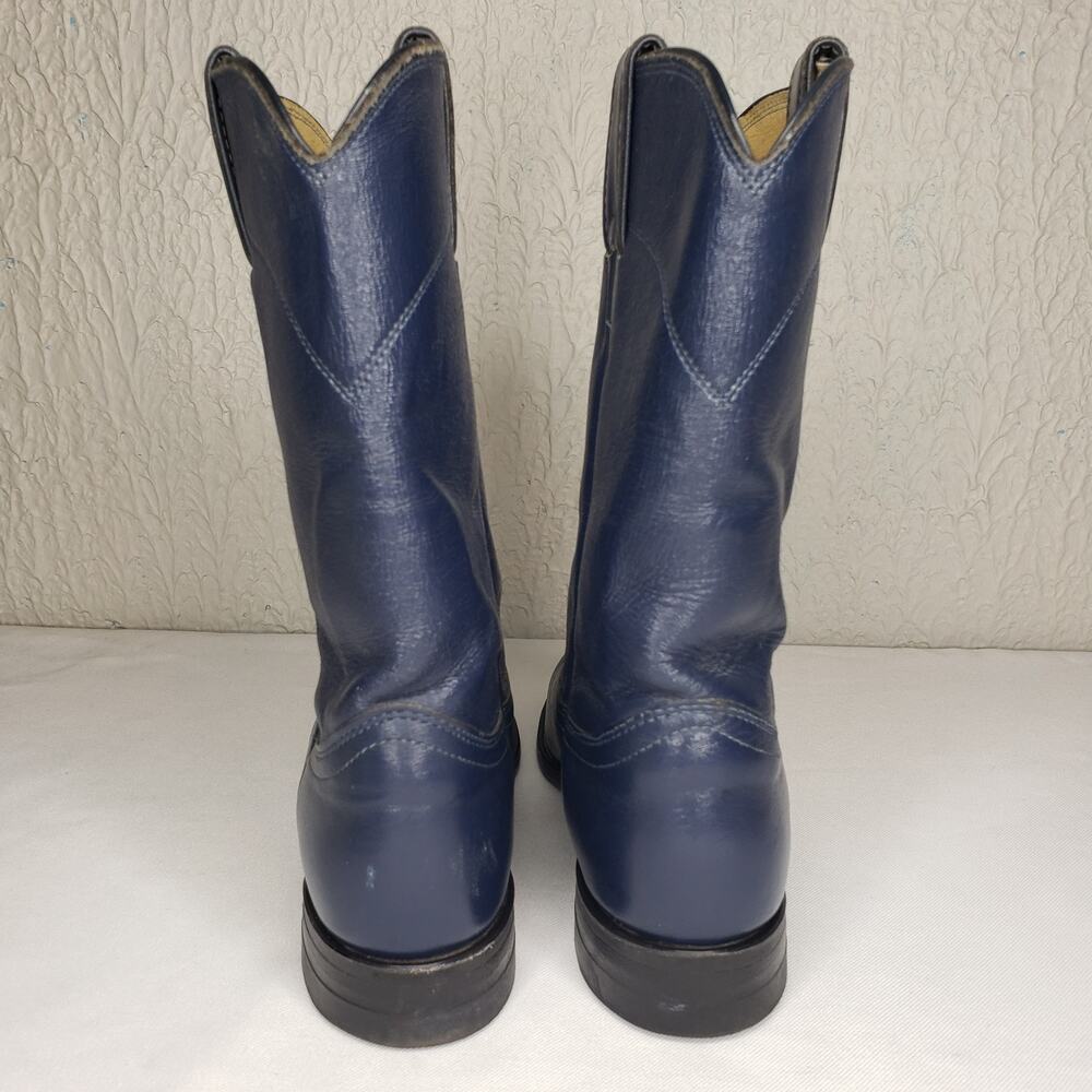 JUSTIN Blue Leather Roper Cowboy Boots Womens Size 6.5 B Vintage L3744 Made USA - Picture 7 of 14